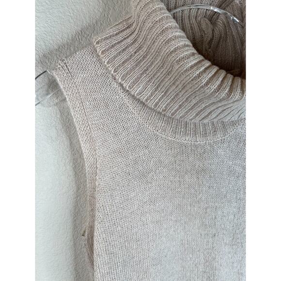 Saks Fifth Avenue Women Cowl Neck Open Side Tunic Sweater Vest Beige‎ S Capsule - Picture 2 of 16